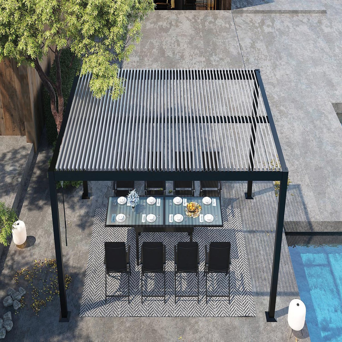 CONCEPT USINE Pergola bioclimatique grise 3x4 m MILOS
