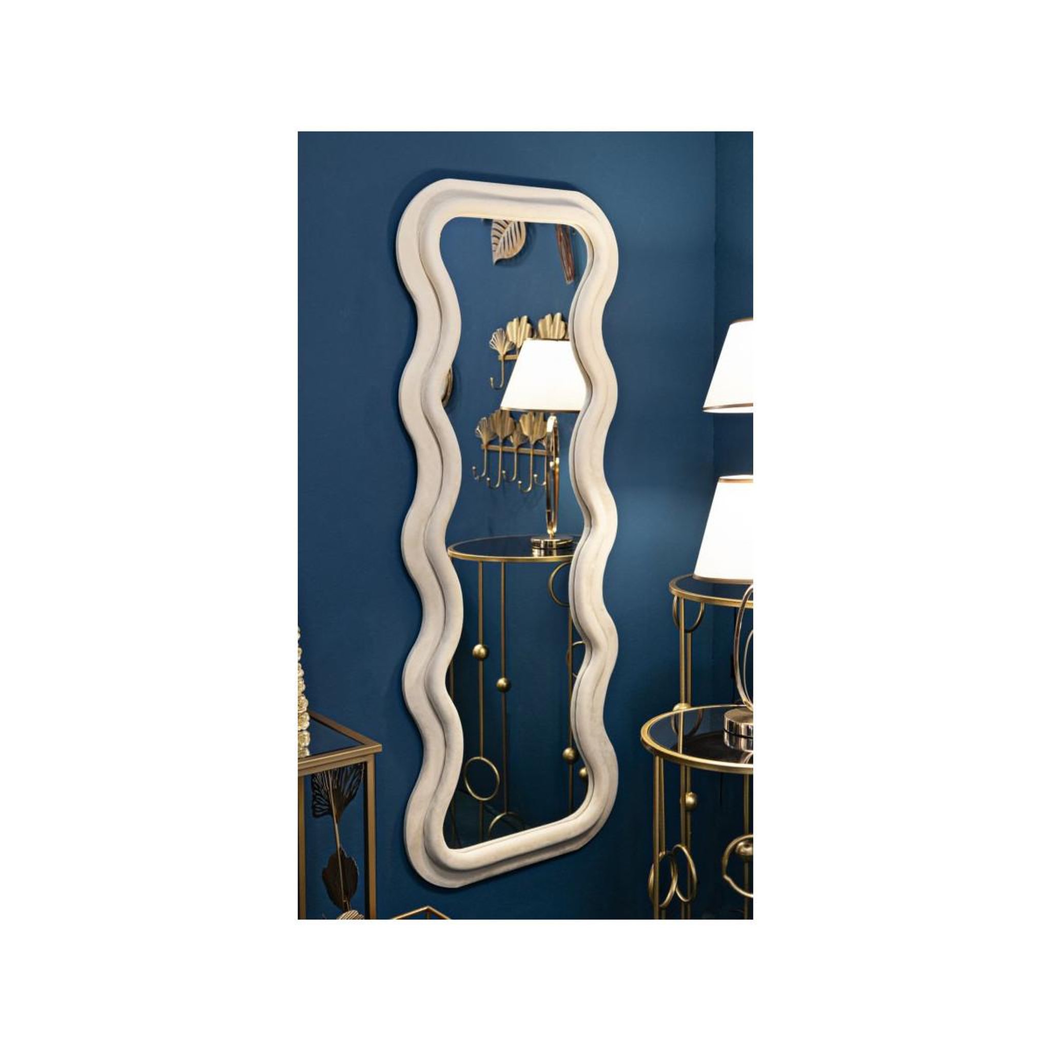 Voir la diapositive 5 : Paris Prix Miroir Mural en Velours  Emily  160cm Crème