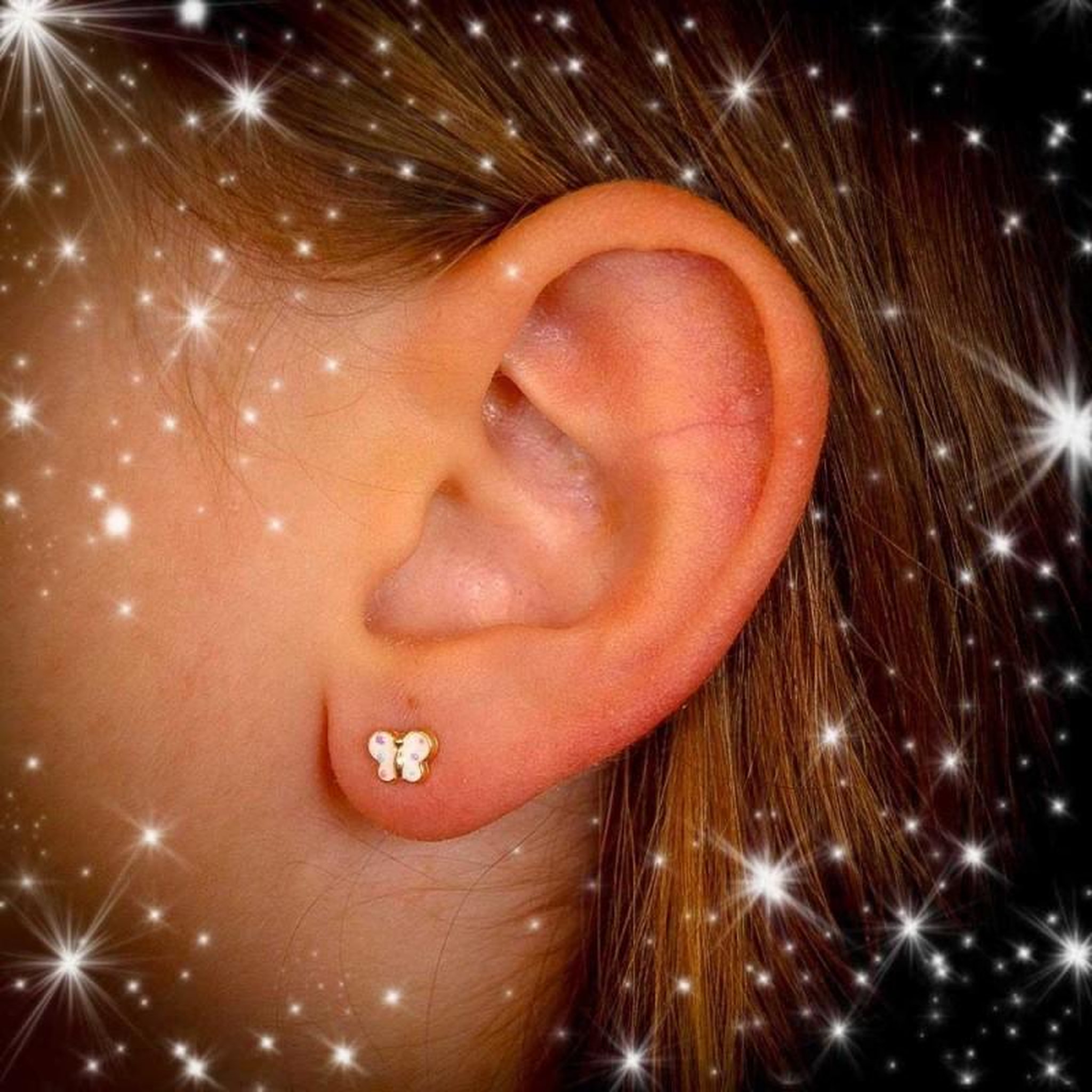 Voir la diapositive 4 : L'ATELIER D'AZUR Boucles d'Oreilles Or 18 Carats 750/000 Jaune - Papillons