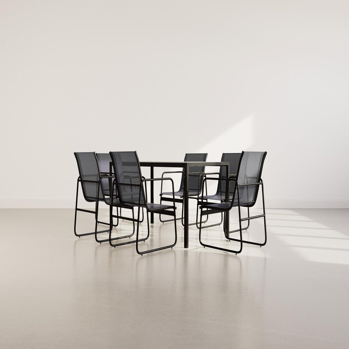 BEST MOBILIER Murillo - ensemble table et chaises de jardin - 6 personnes - noir et gris