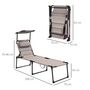 Voir la diapositive 3 : OUTSUNNY Lot de 2 bains de soleil transats pliables réglables avec pare-soleil taupe