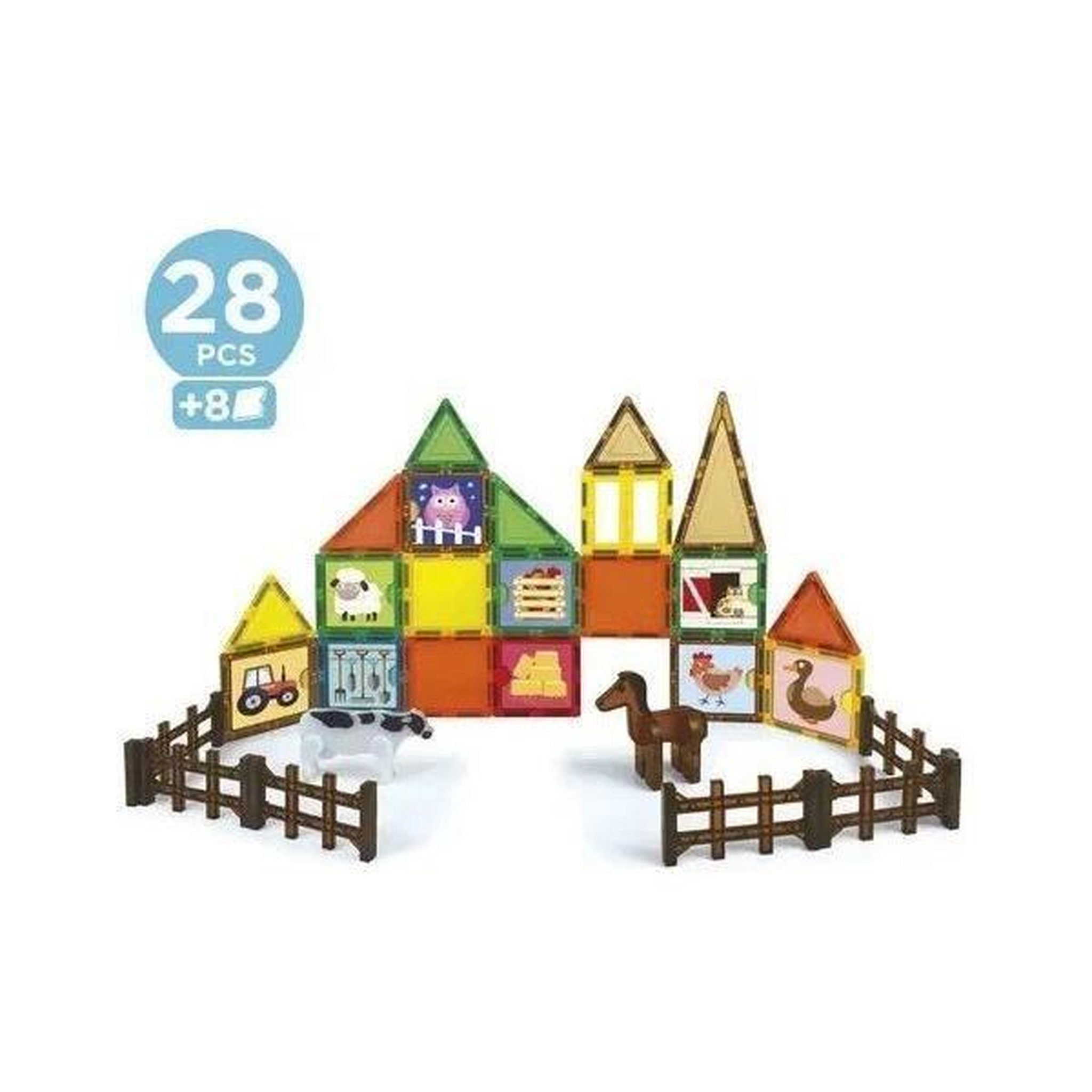 Voir la diapositive 2 : EDUCA Magnetics Ecoferme - Jeu de construction - EDUCA - 28 pieces magnétiques, 2 animaux, 8 cartes - Des 3 ans