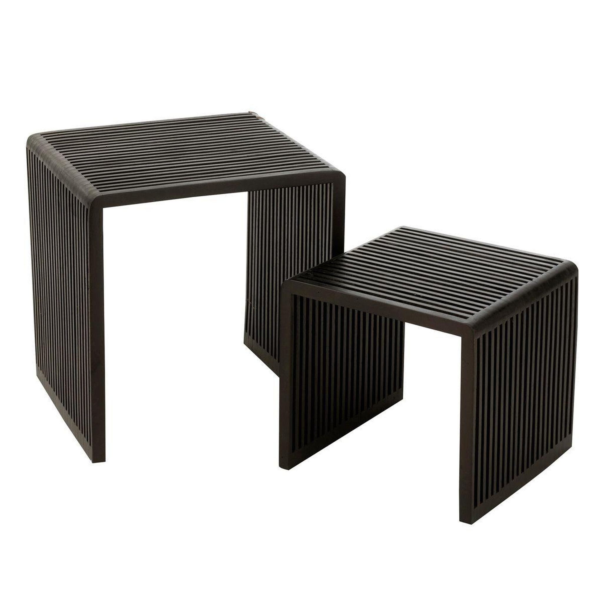 J-LINE Lot de 2 tables basses en bois  teck  50cm noir