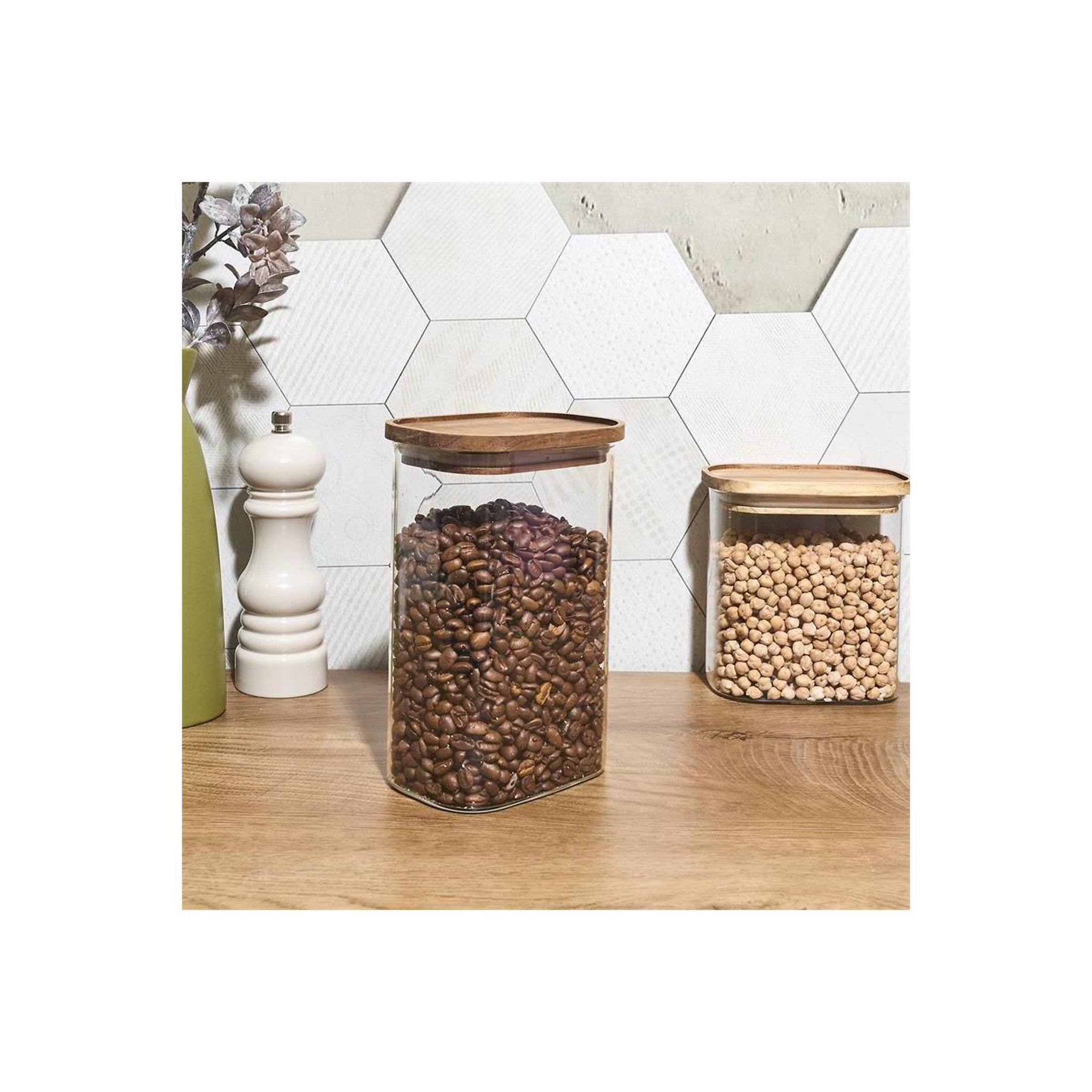Voir la diapositive 4 : The Home Deco Factory Bocal de conservation  heritage  1,3l transparent & marron