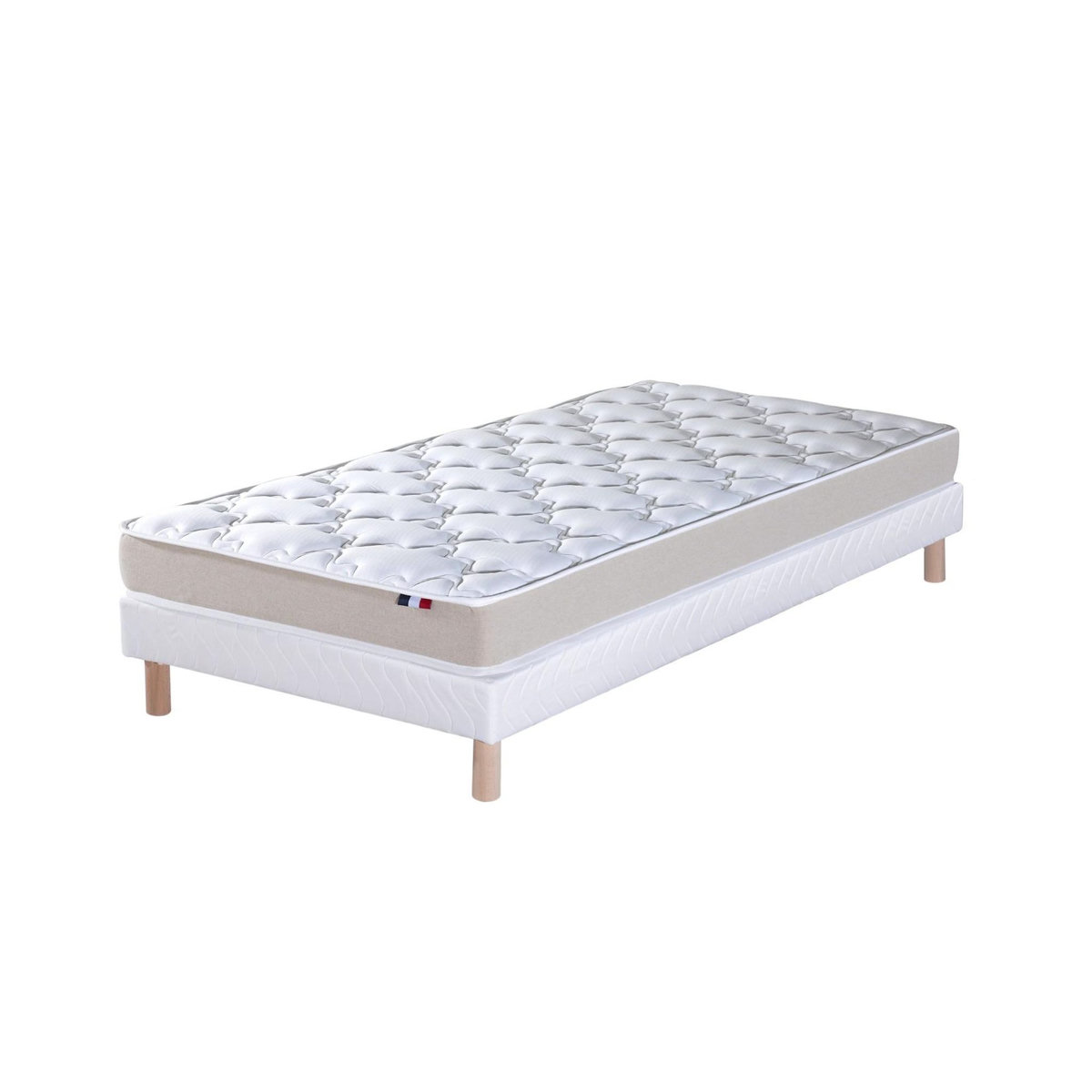 IDLITERIE Ensemble Matelas accueil Latex 3 zones INITIAL - Bi Confort Mousse & Latex + Sommier - Made in France