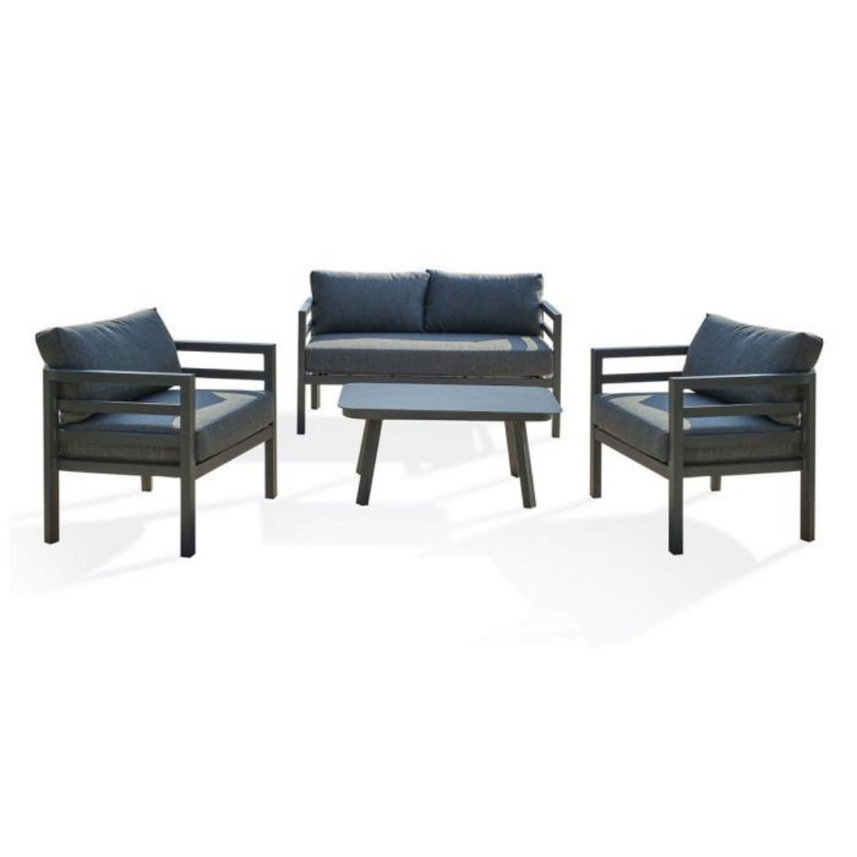 Paris Prix Salon de Jardin 4 Places  Lisbonne  132cm Gris Anthracite