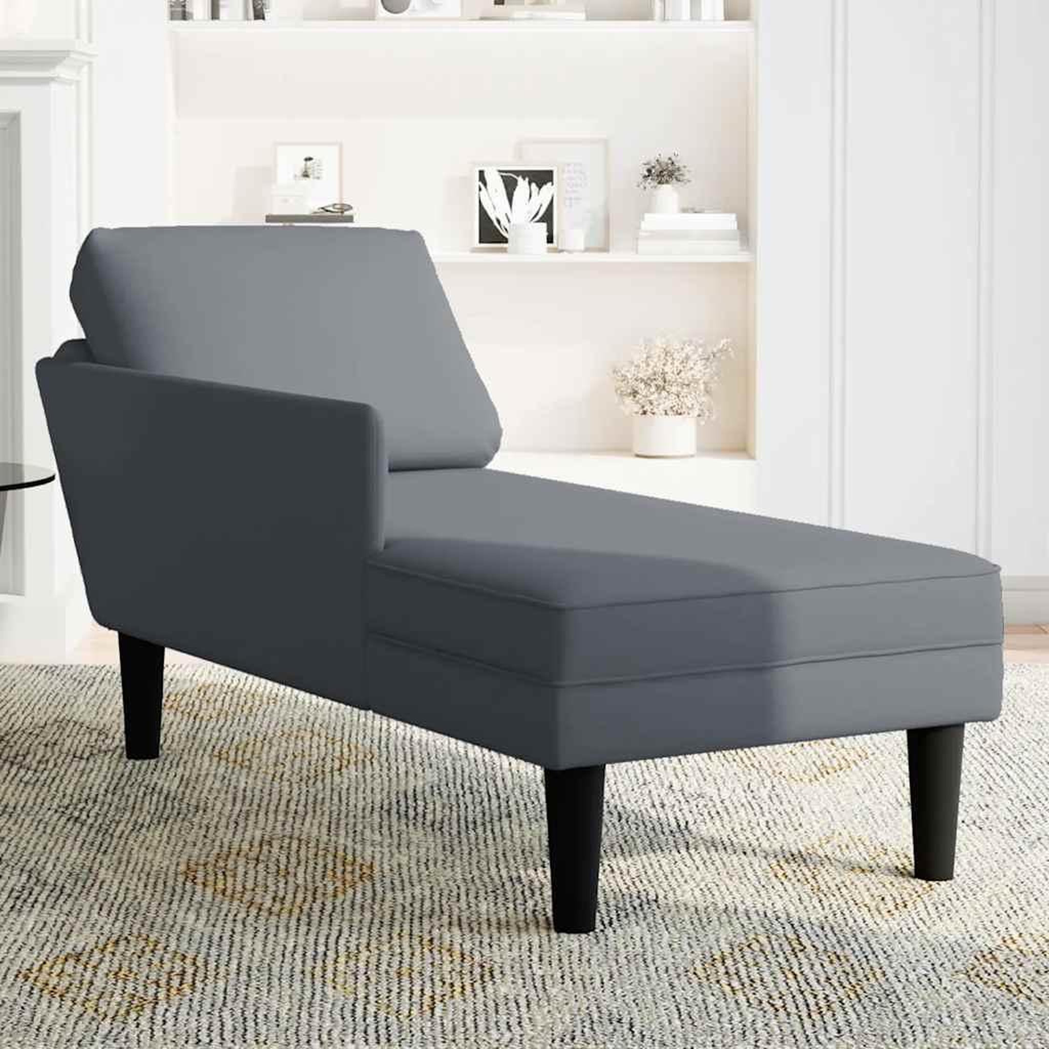 Voir la diapositive 3 : VIDAXL Fauteuil long et coussin et accoudoir droit gris fonce velours