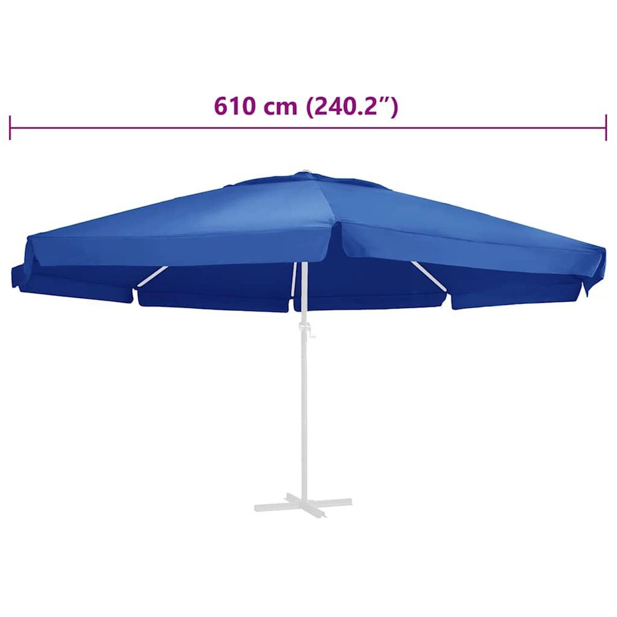 VIDAXL Tissu de remplacement pour parasol d'exterieur Bleu azure 610cm
