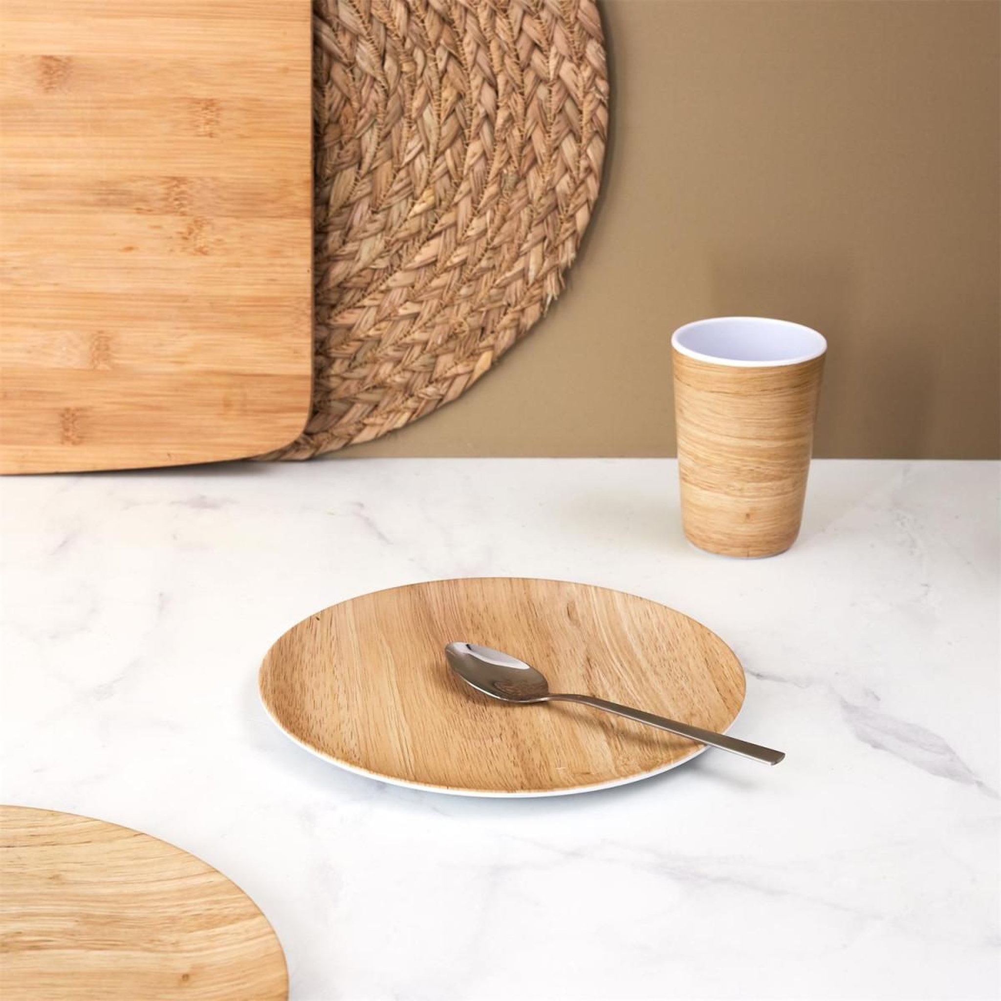 Voir la diapositive 3 : The Home Deco Factory Lot de 6 Assiettes à Dessert  Effet Bambou  20cm Naturel