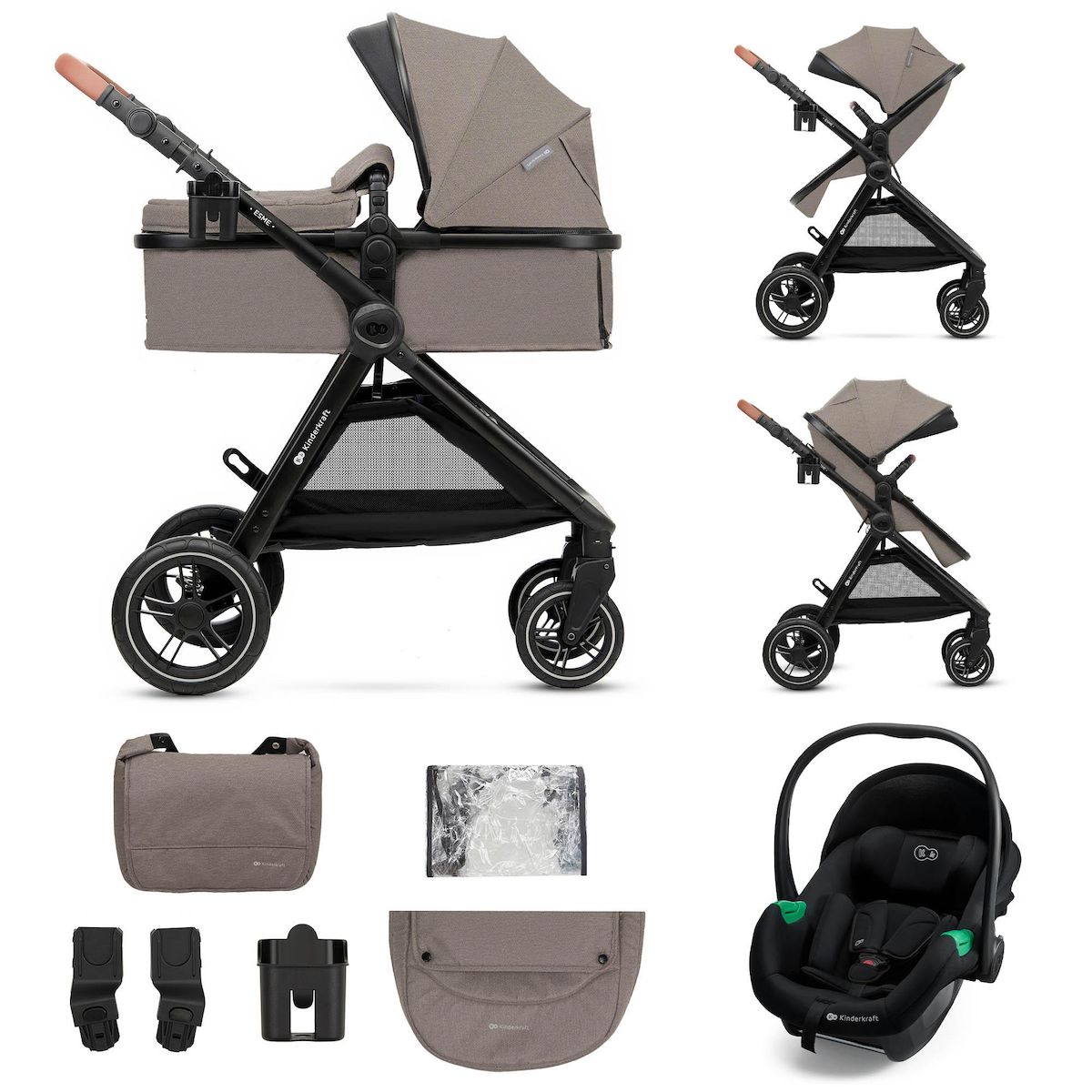 KINDERKRAFT Poussette multifonctionnelle 3 en 1 ESME PRO