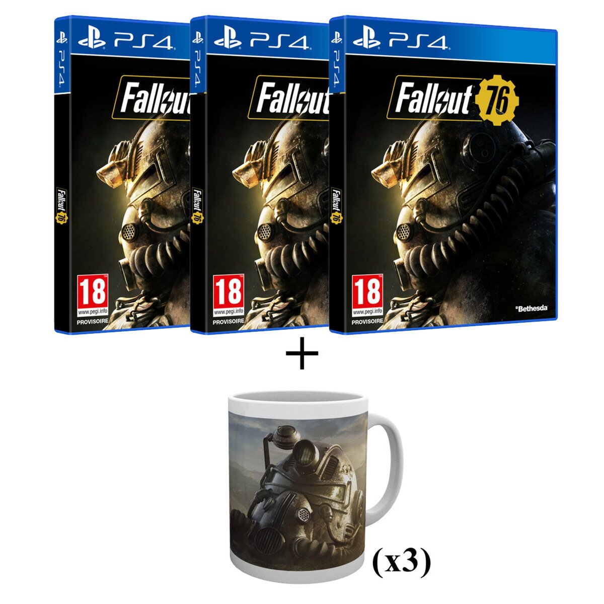 3 Jeux Fallout 76 PS4 + 3 Mugs offerts