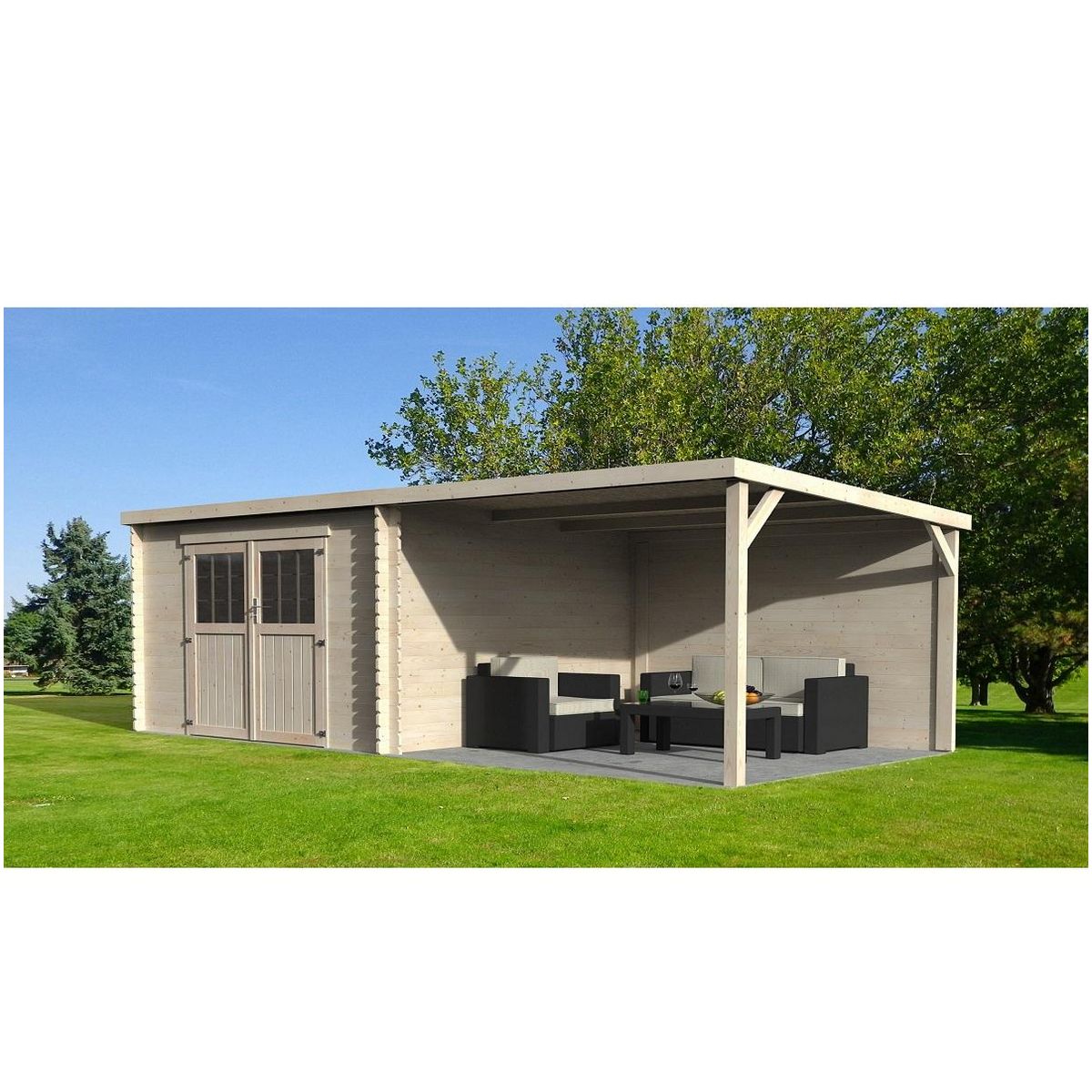 DECOR ET JARDIN Abri chalet de jardin bois - 15.77m² - EDEN