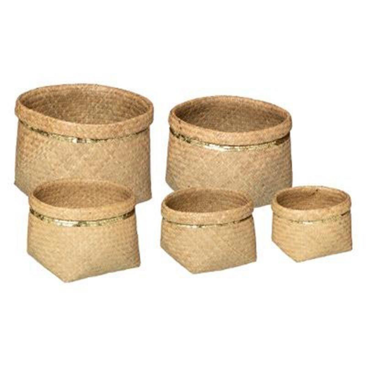  Lot de 5 Paniers de Rangement  Sequins  39cm Naturel