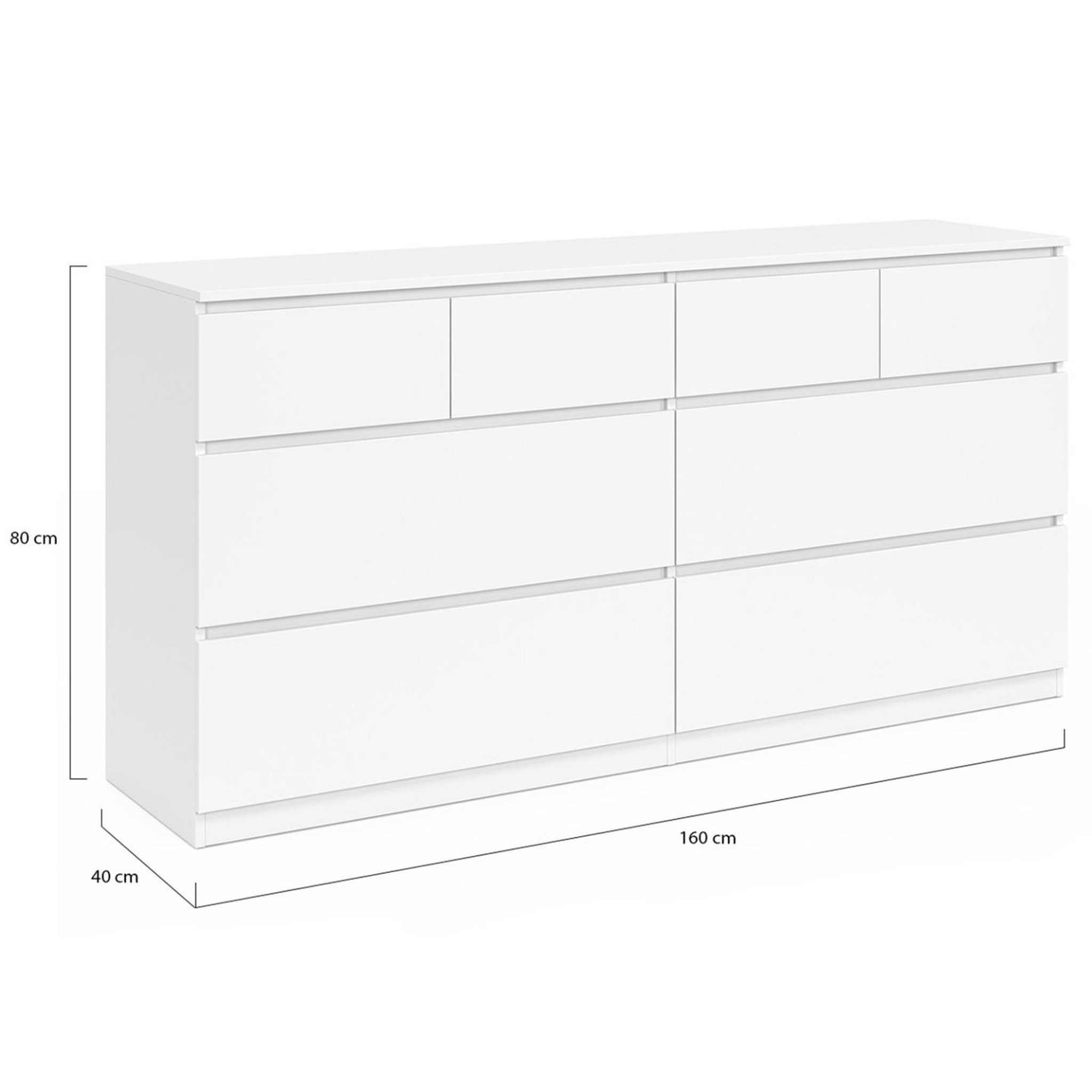 Voir la diapositive 5 : ID MARKET Commode 8 tiroirs tomi 160 cm bois blanc