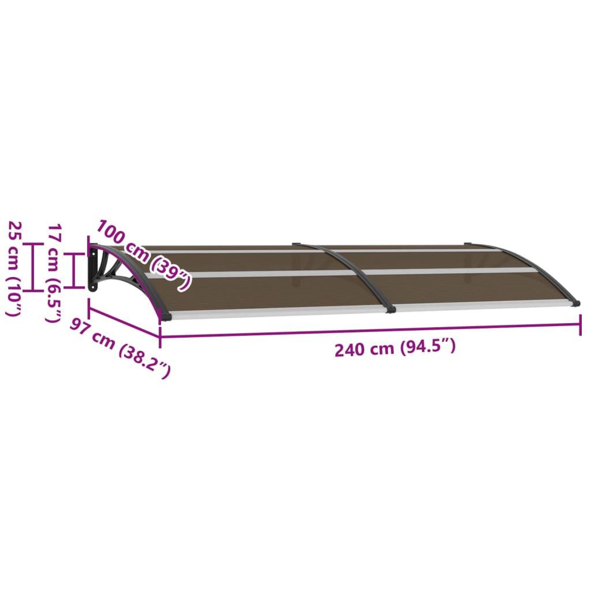 Voir la diapositive 6 : VIDAXL Auvent de porte Noir 240x100 cm PC