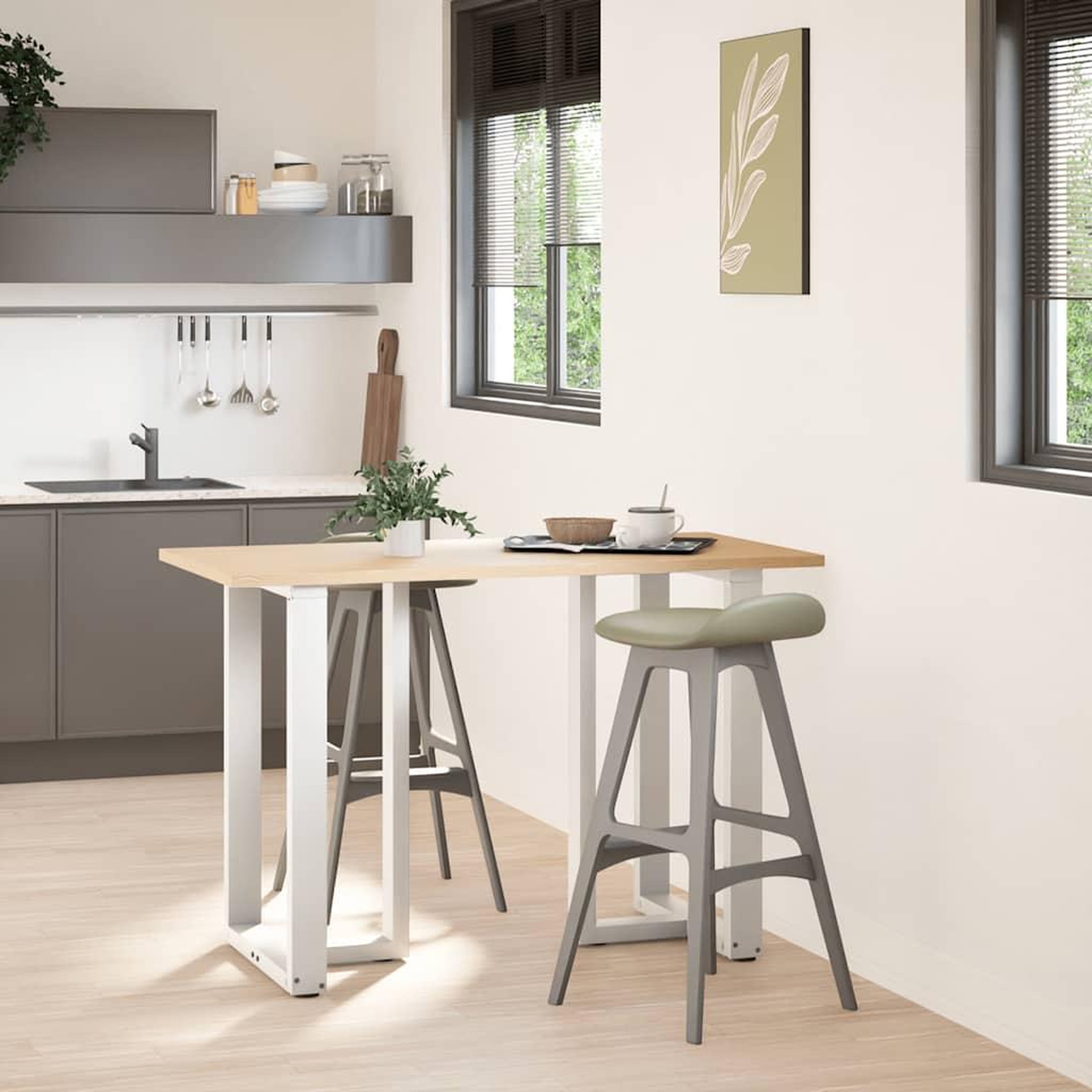 Voir la diapositive 3 : VIDAXL Pieds de table de bar forme de T 2 pcs blanc 60x35x(90-91) cm