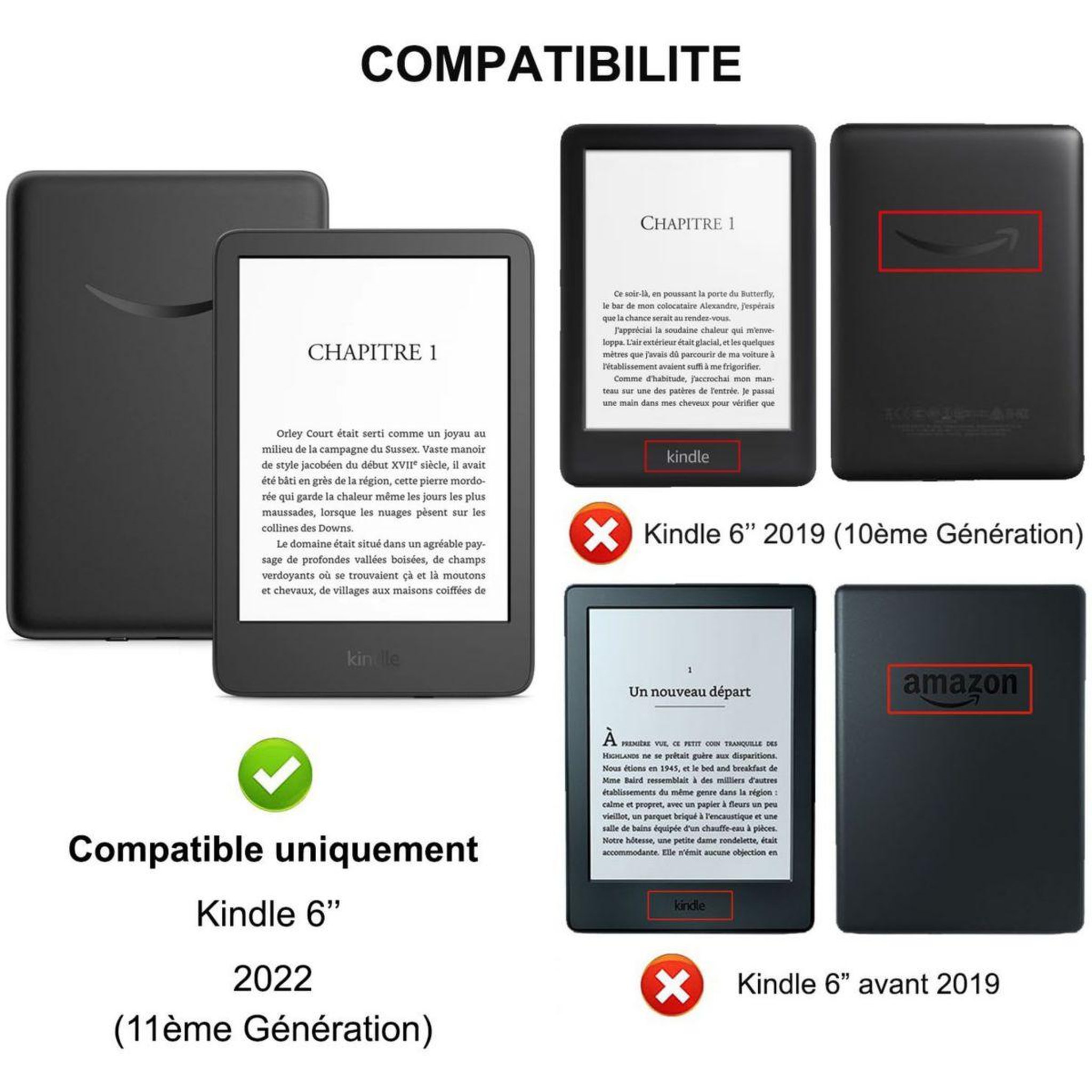 Voir la diapositive 4 : IBROZ Etui Origami Kindle 11thgen Noir