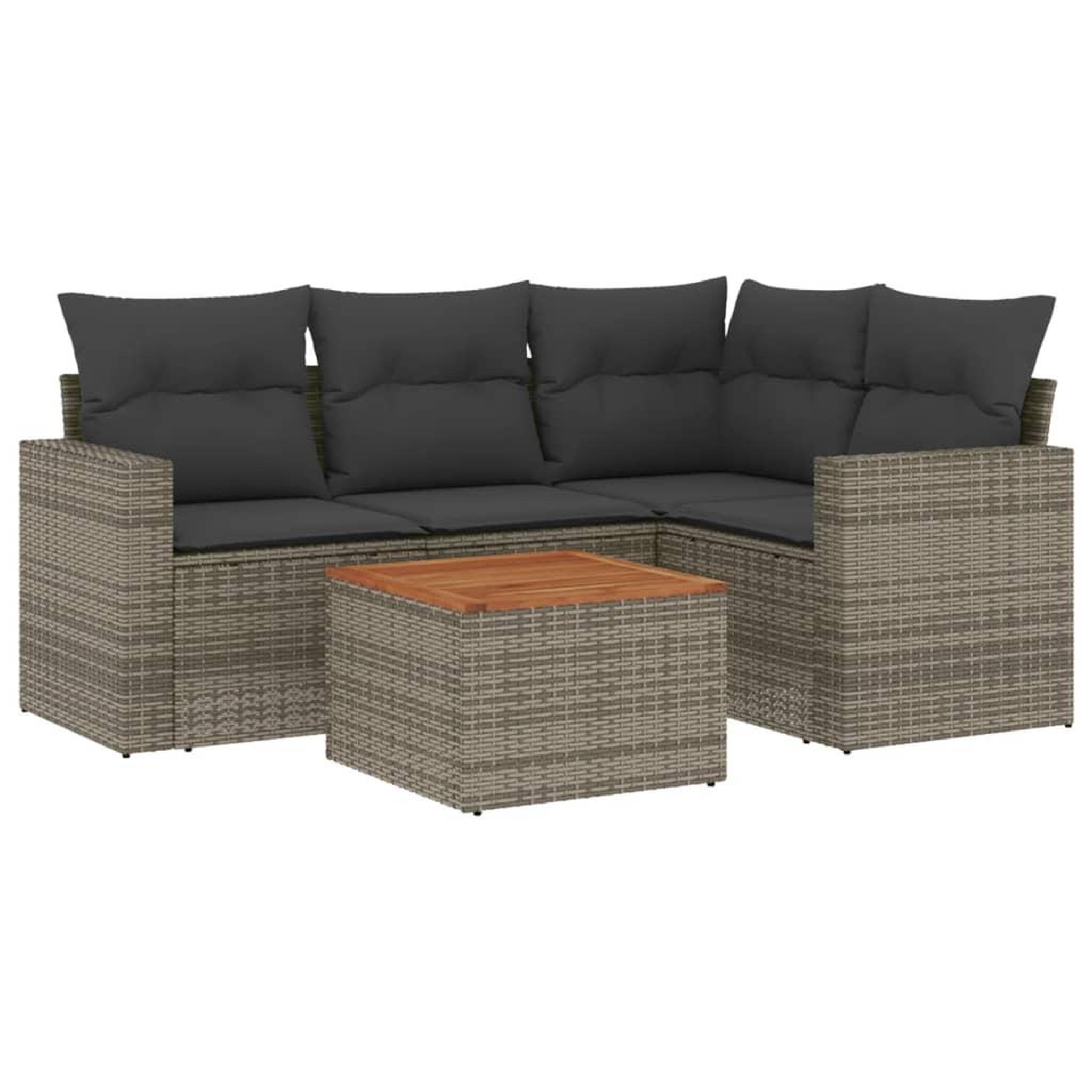 Voir la diapositive 2 : VIDAXL Salon de jardin 5 pcs avec coussins gris resine tressee
