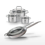 ELO Lot de 2 Poêles Elo Relief Solution 28/32 cm et 3 Faitouts Elo Citrin 12/14/20 cm