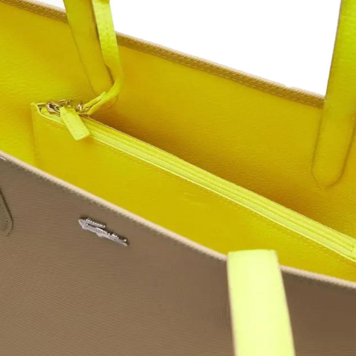 Lacoste Sac Cabas Réversible Beige/Jaune fluo Femme Lacoste Anna