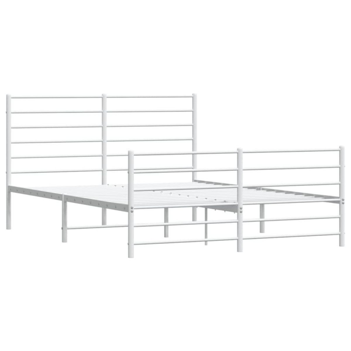 VIDAXL Cadre de lit metal sans matelas et pied de lit blanc 120x190 cm
