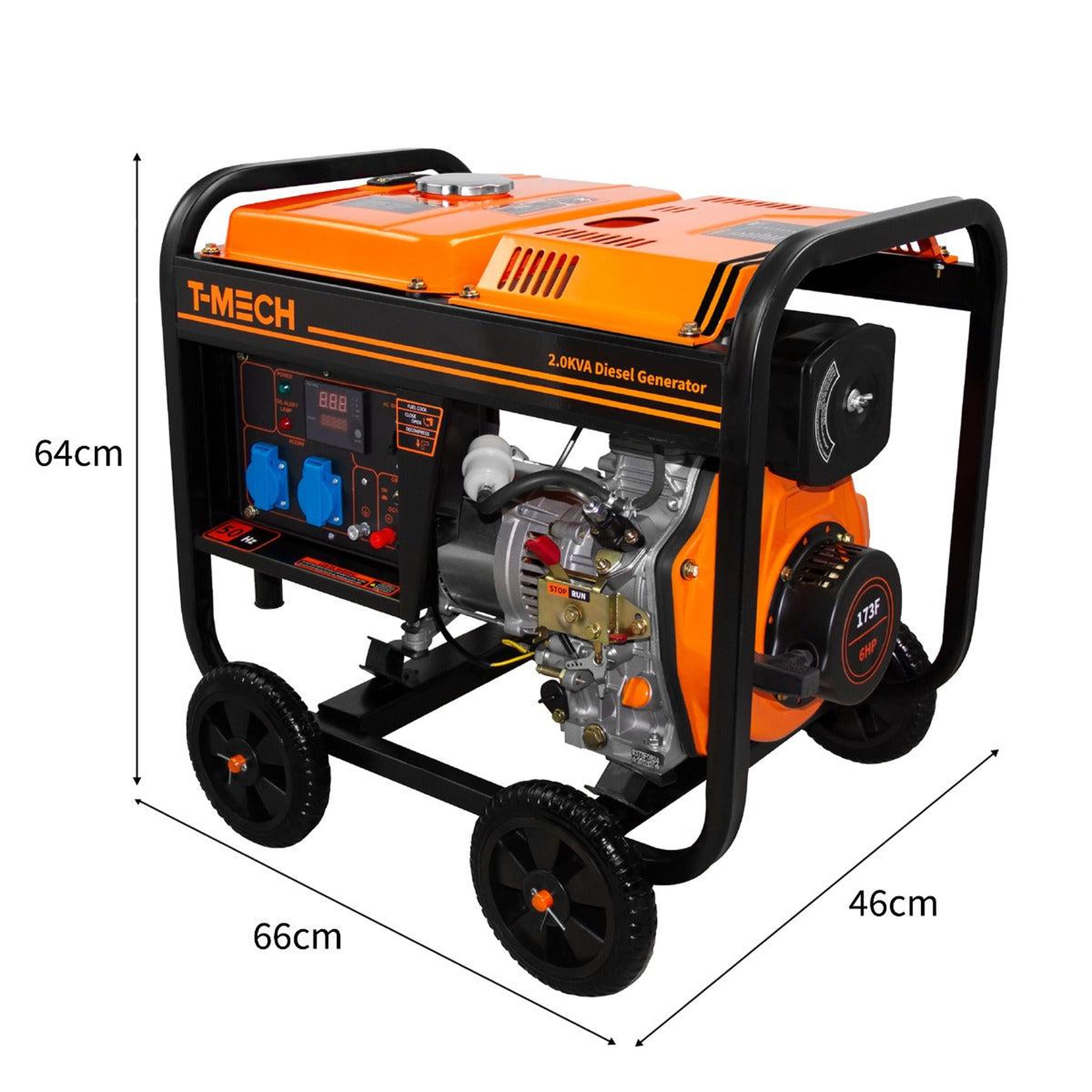 Voir la diapositive 5 : T-MECH Générateur à diesel monophasé à cadre ouvert - 2 200w