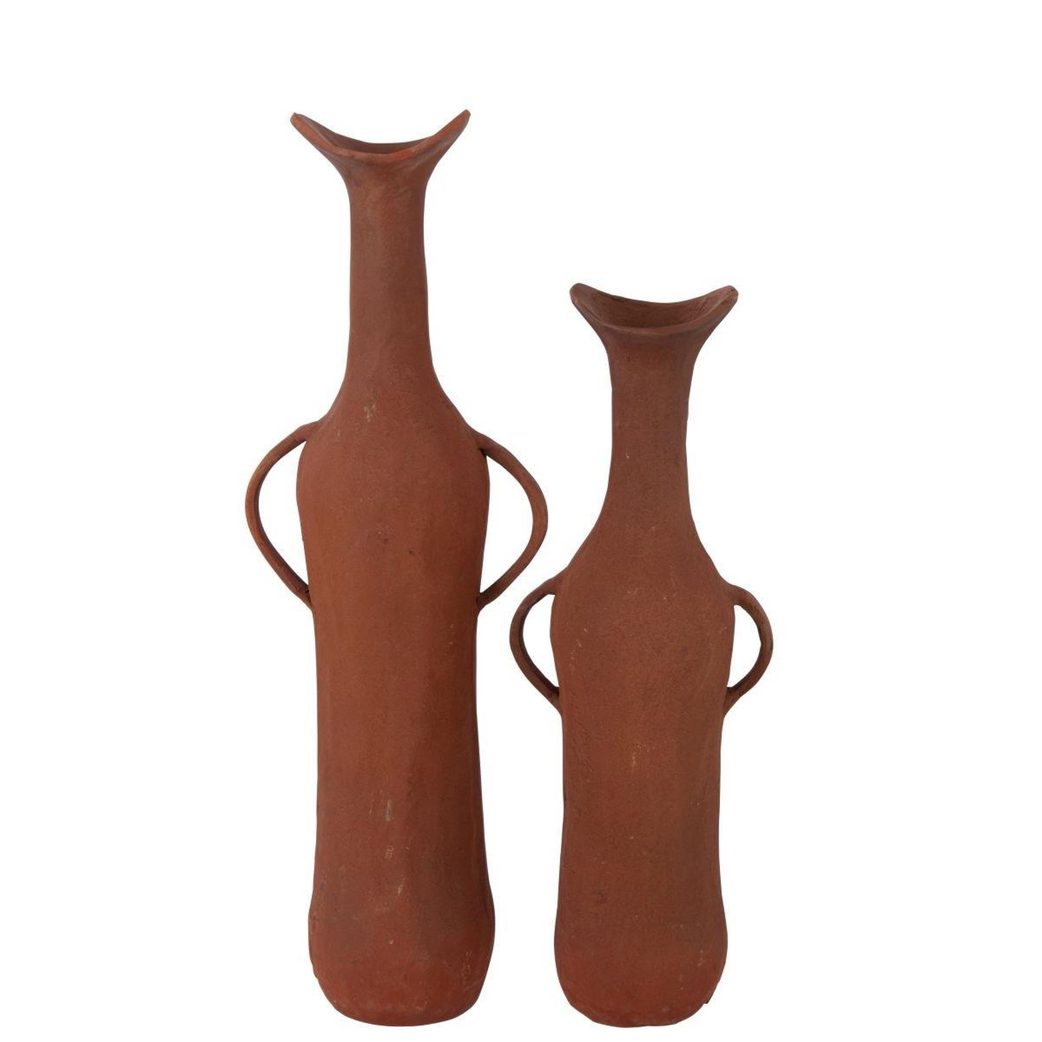 Voir la diapositive 3 : J-LINE Vase déco avec anses  automn  49cm terracotta
