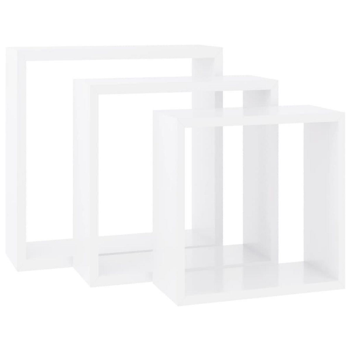 VIDAXL Etageres murales sous forme de cube 3 pcs Blanc MDF