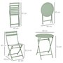 Voir la diapositive 3 : OUTSUNNY Salon de jardin bistro pliable - table ronde Ø 60 cm avec 2 chaises pliantes - métal thermolaqué vert d'eau