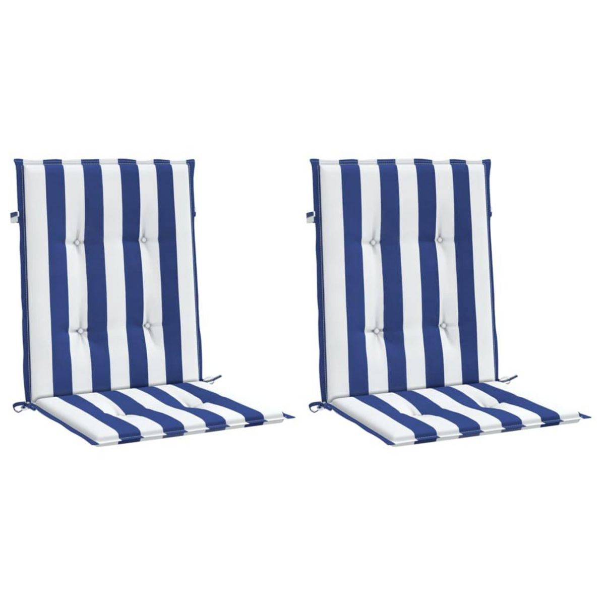 VIDAXL Coussins de chaise a dossier bas lot de 2 rayures bleu et blanc