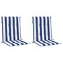Voir la diapositive 3 : VIDAXL Coussins de chaise a dossier bas lot de 2 rayures bleu et blanc