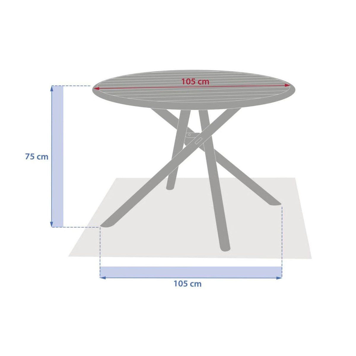 HESPERIDE Table de jardin ronde en aluminium 4 places NEBULLIA