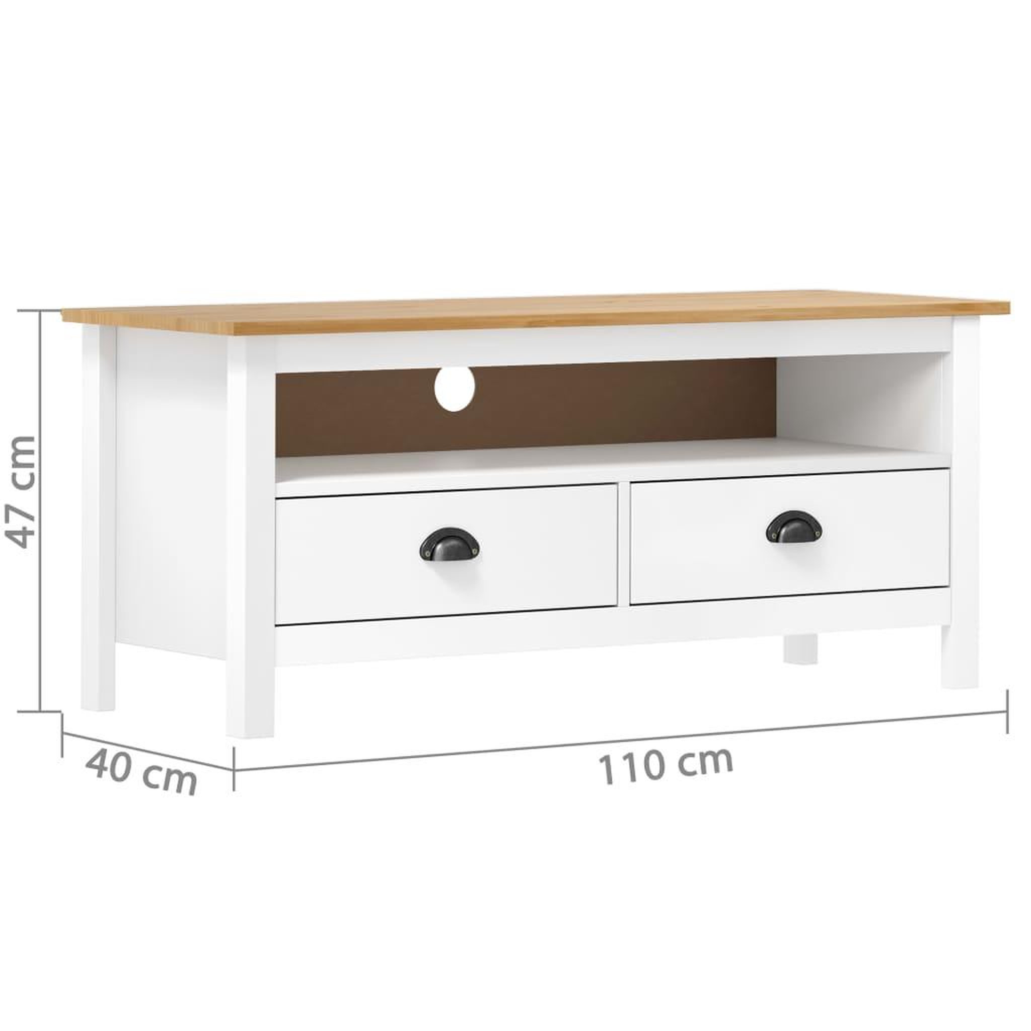 Voir la diapositive 5 : VIDAXL Meuble TV Hill Range Blanc 110x40x47 cm Bois de pin solide