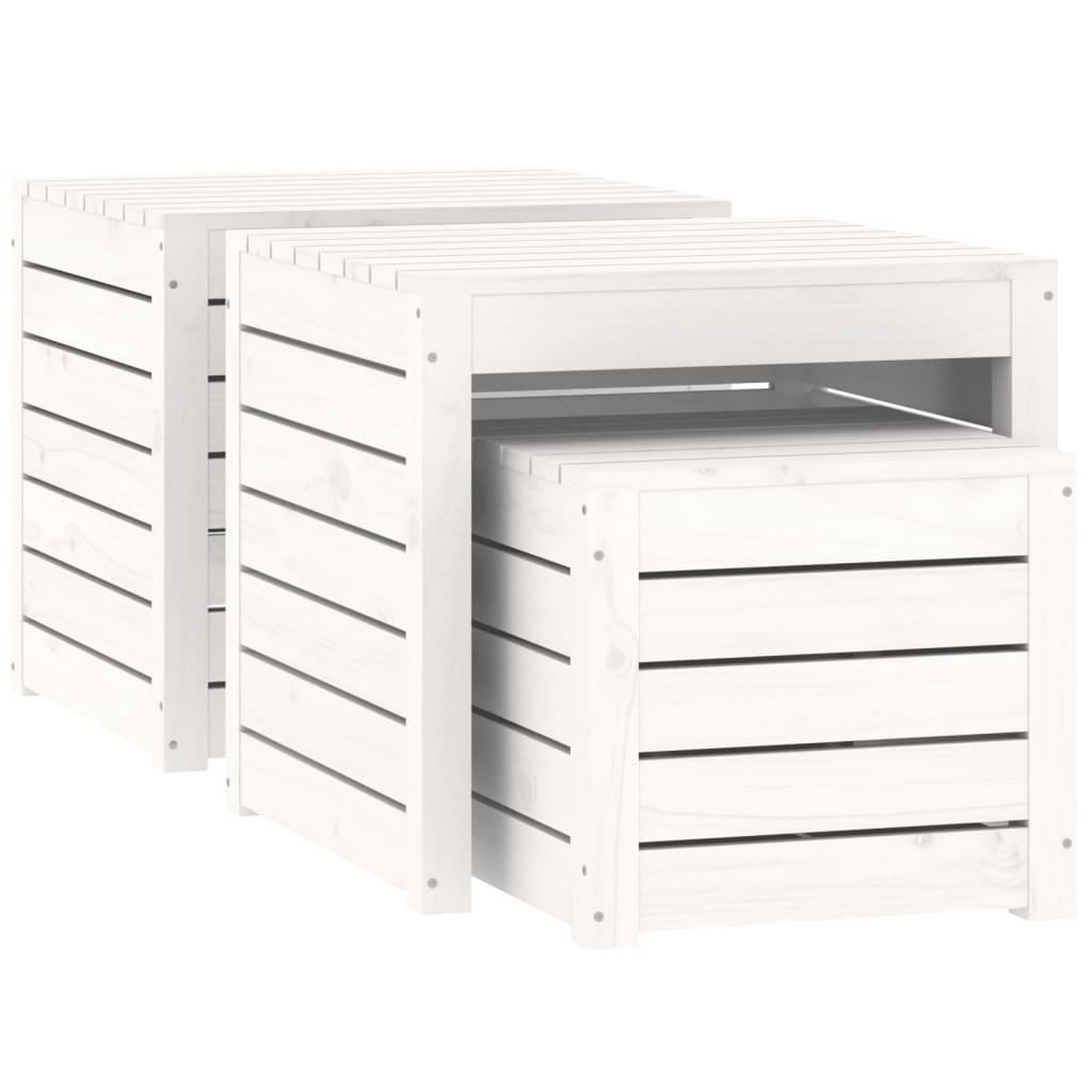 Voir la diapositive 5 : VIDAXL Ensemble de boîtes de jardin 3 pcs blanc bois de pin massif
