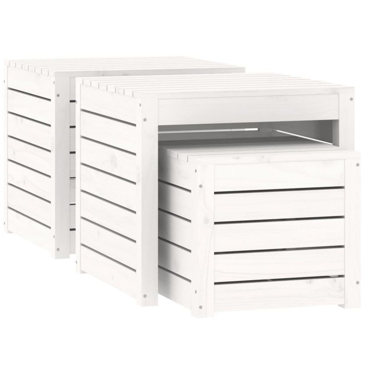 VIDAXL Ensemble de boîtes de jardin 3 pcs blanc bois de pin massif