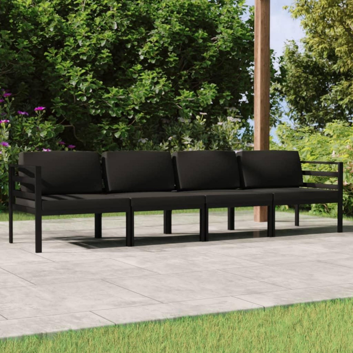 VIDAXL Salon de jardin 4 pcs avec coussins Aluminium Anthracite