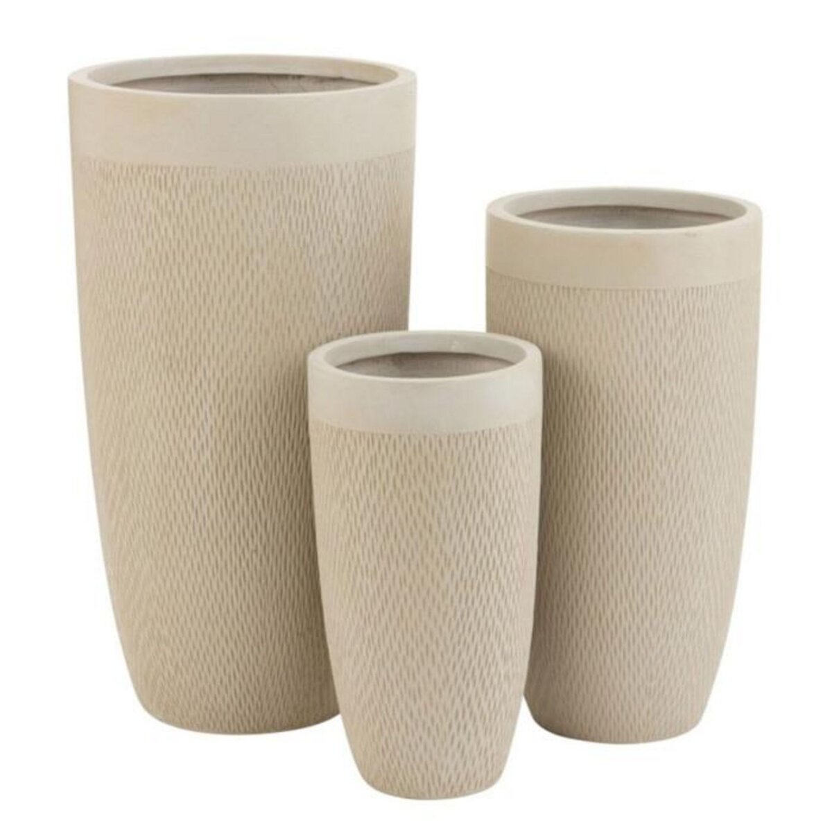Paris Prix Lot de 3 Vases Ronds Design  Argile  72cm Beige