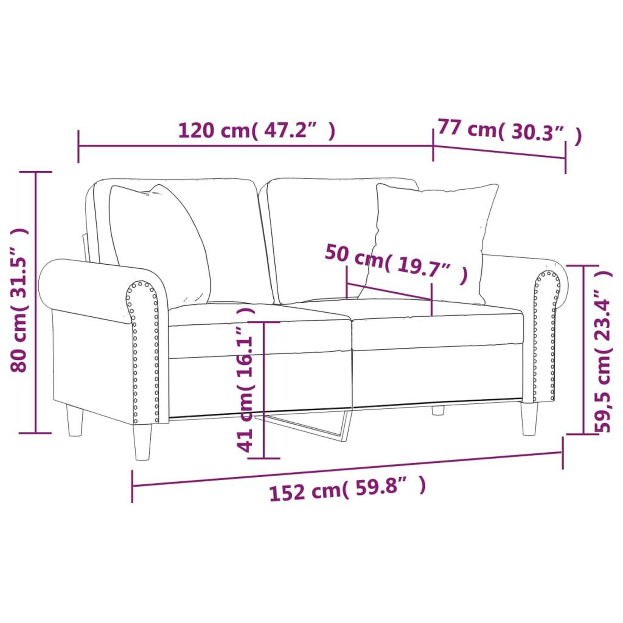 Voir la diapositive 6 : VIDAXL Canape 2 places avec oreillers gris fonce 120 cm velours