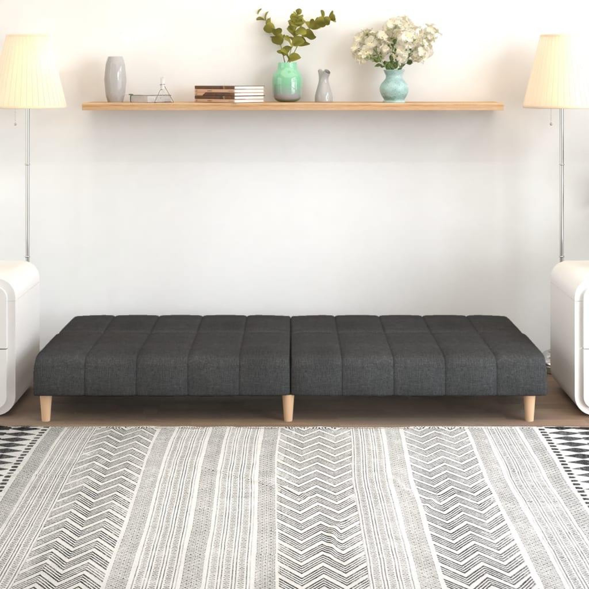 Voir la diapositive 3 : VIDAXL Canape-lit a 2 places gris fonce tissu