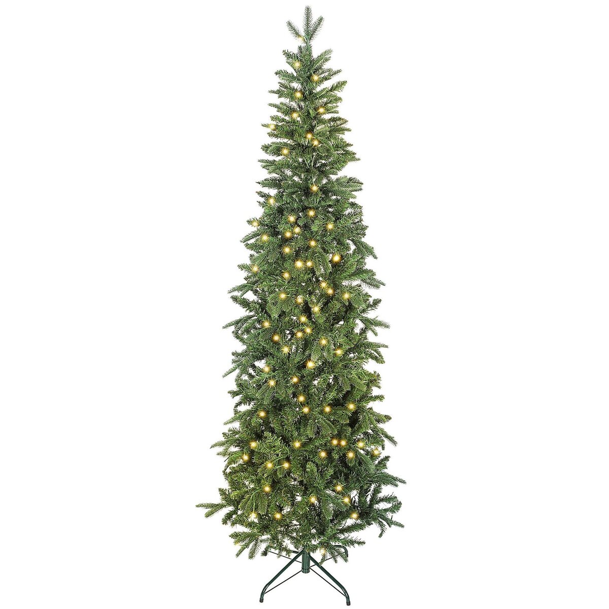 HOMCOM Sapin de Noël artificiel LED x 300 blanc chaud 8 modes H.210 cm 826 branches support vert