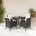 VIDAXL Ensemble a manger de jardin coussins 5pcs Noir Resine tressee