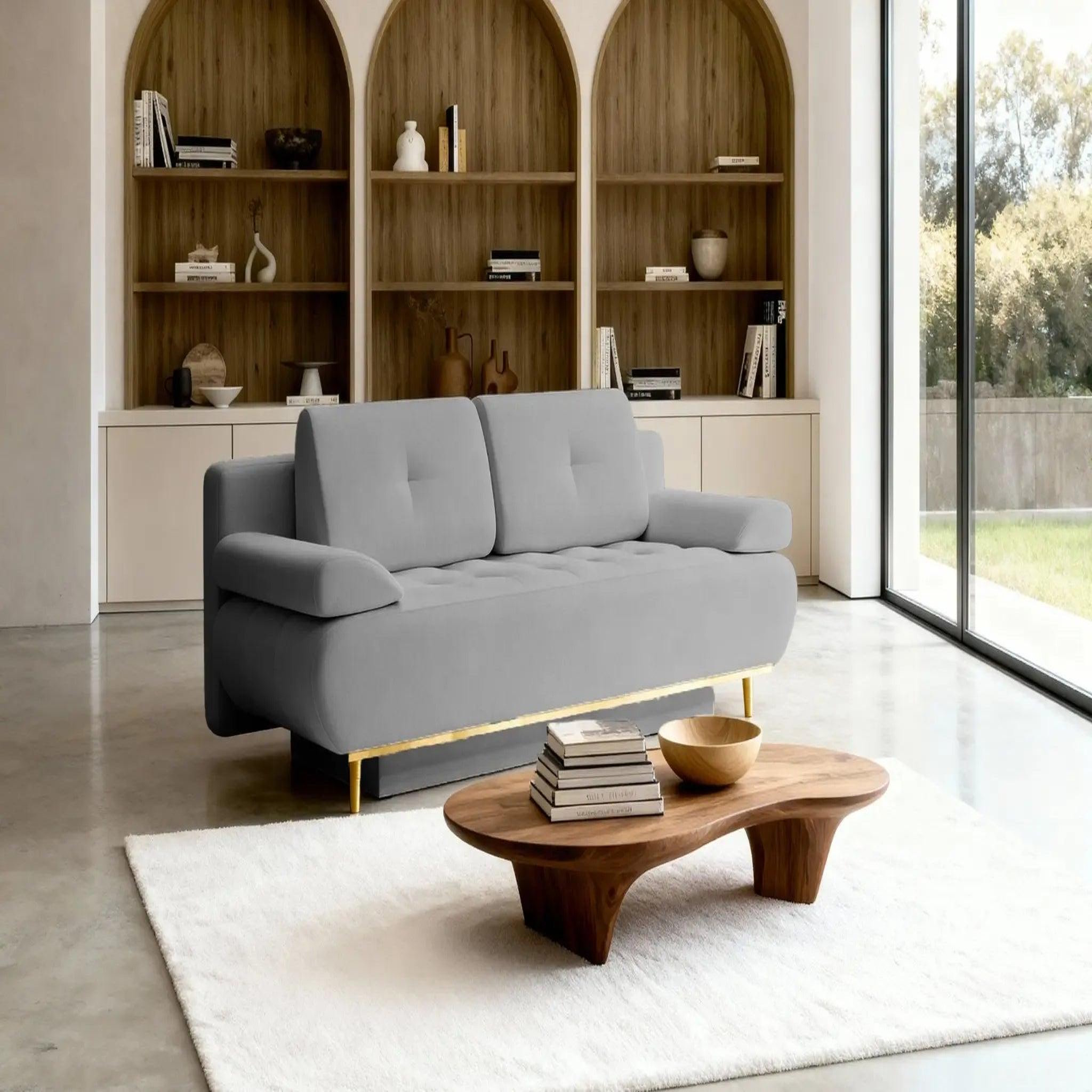 Voir la diapositive 5 : CASANOVA PARIS Amaro - canapé droit convertible tissu velours 2 places