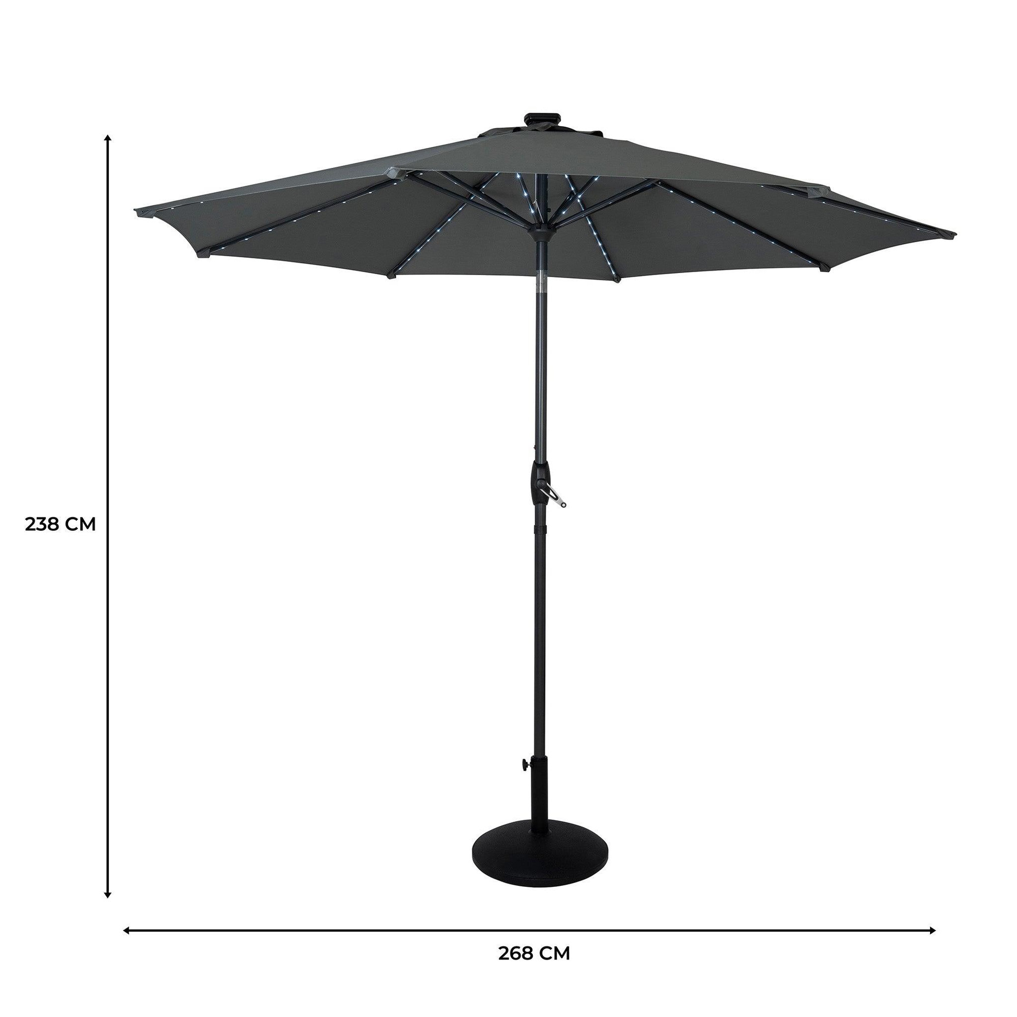 Voir la diapositive 5 : Monster Parasol Inclinable à LED 2,7 m & Socle en Béton