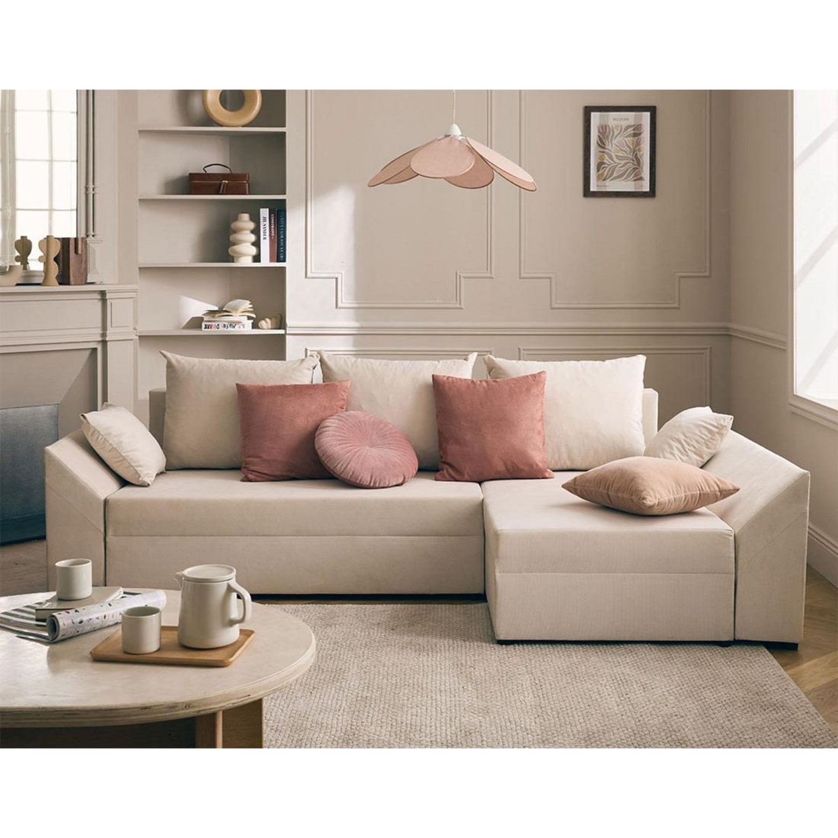 BEST MOBILIER Mike - canapé d'angle réversible - 4 places - convertible avec coffre - en velours