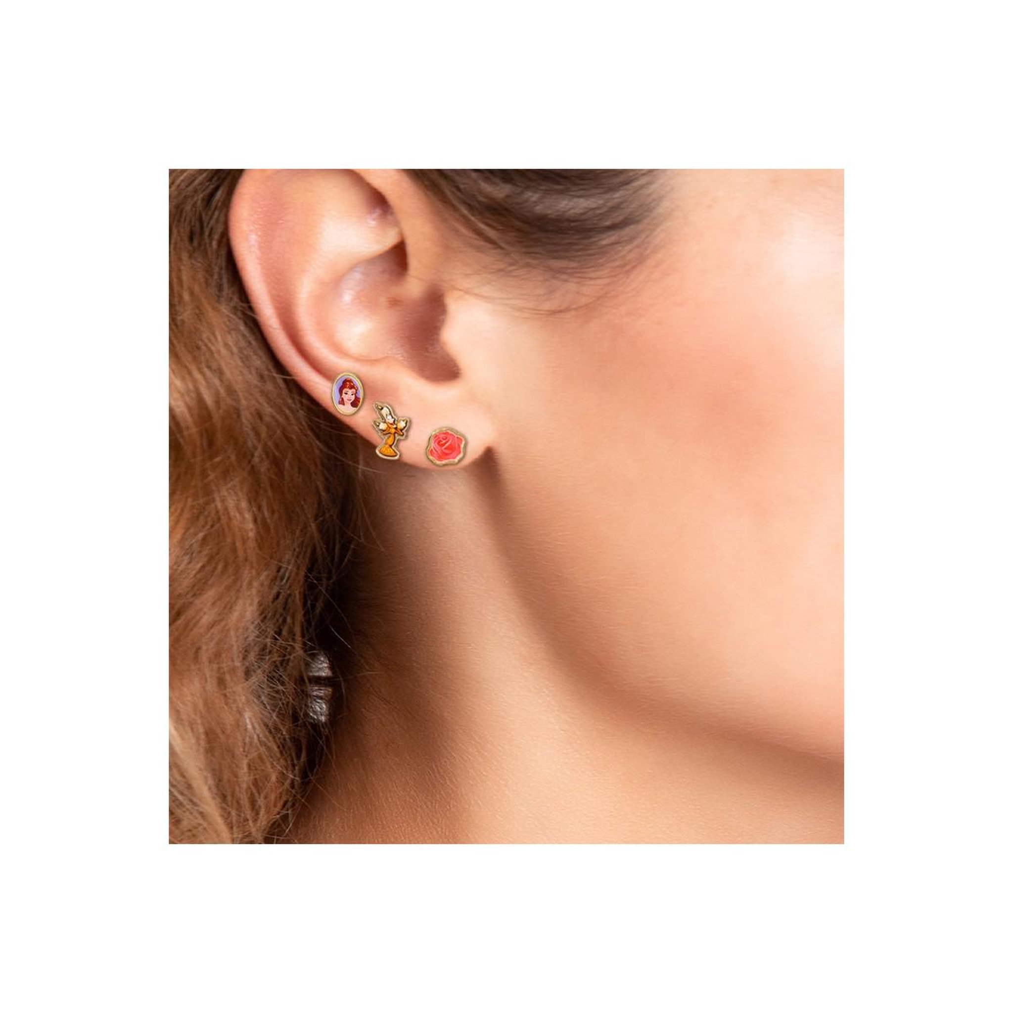 Voir la diapositive 3 : SC CRYSTAL Lot de 6 paires de boucles d'oreilles Disney - Belle