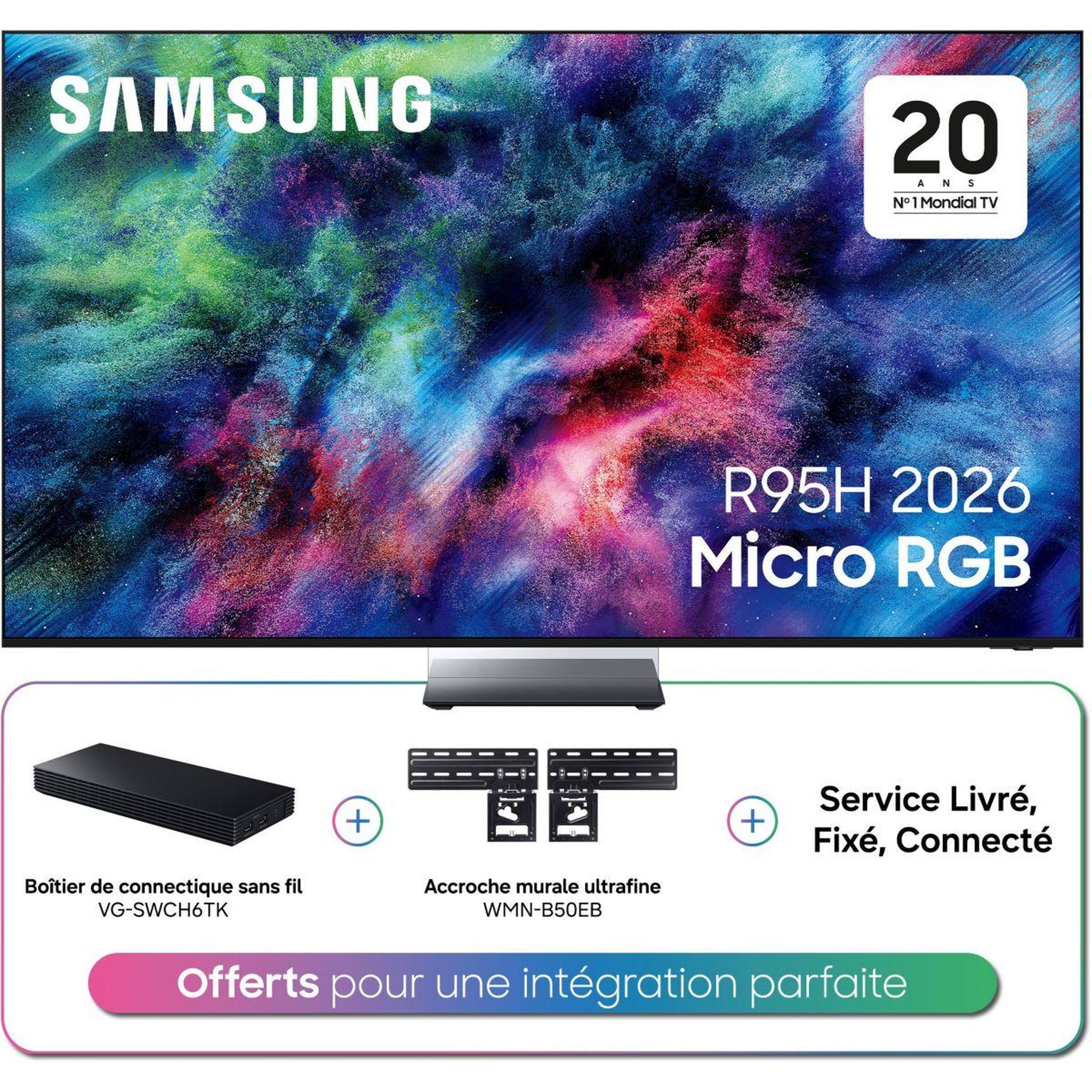 Samsung Tv rgb tmr65r95h (2026) 65  (163 cm) 4k - smart tv ia, anti-reflet, micro rgb (couleurs ultra-détaillées)