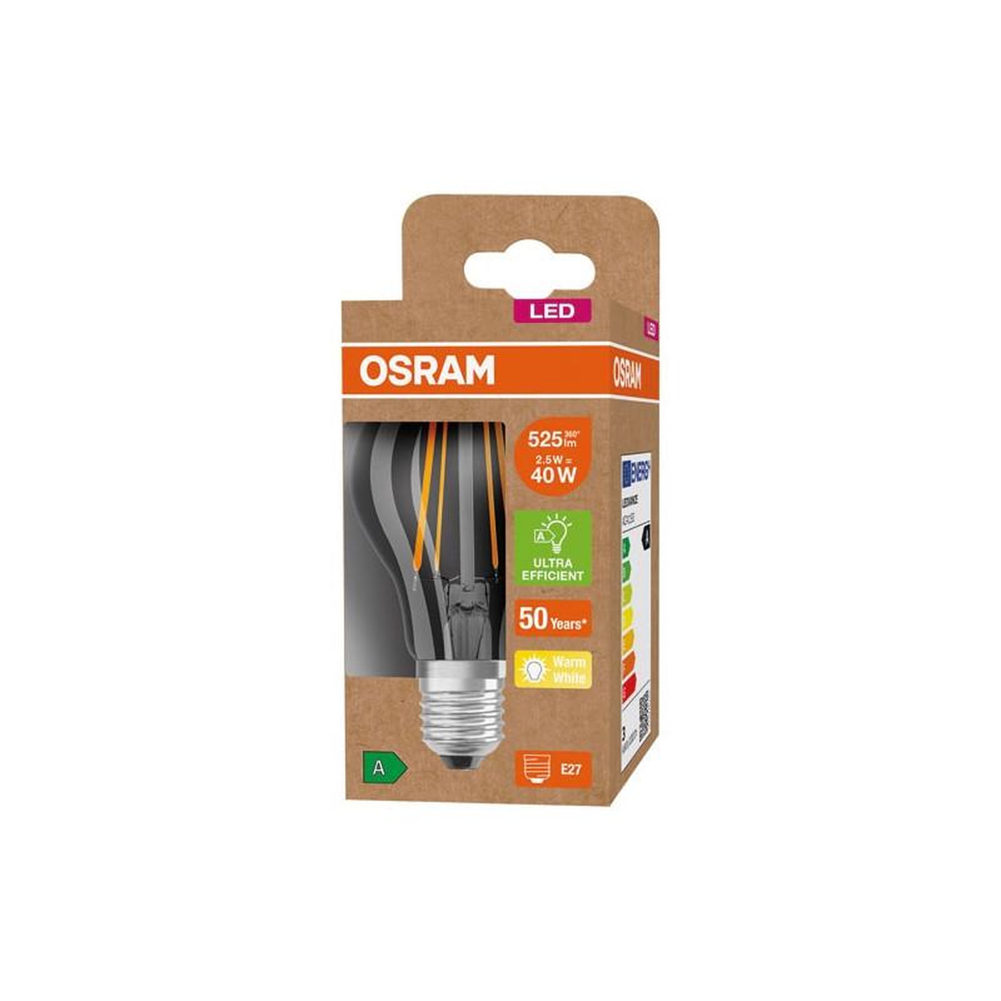 Osram LED STD CLAIR CL A 2.5W E27 BLC CHAUD OSRAM - 4099854009952