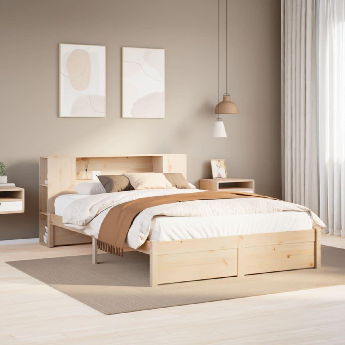 VIDAXL Lit bibliotheque sans matelas 140x190 cm bois de pin massif
