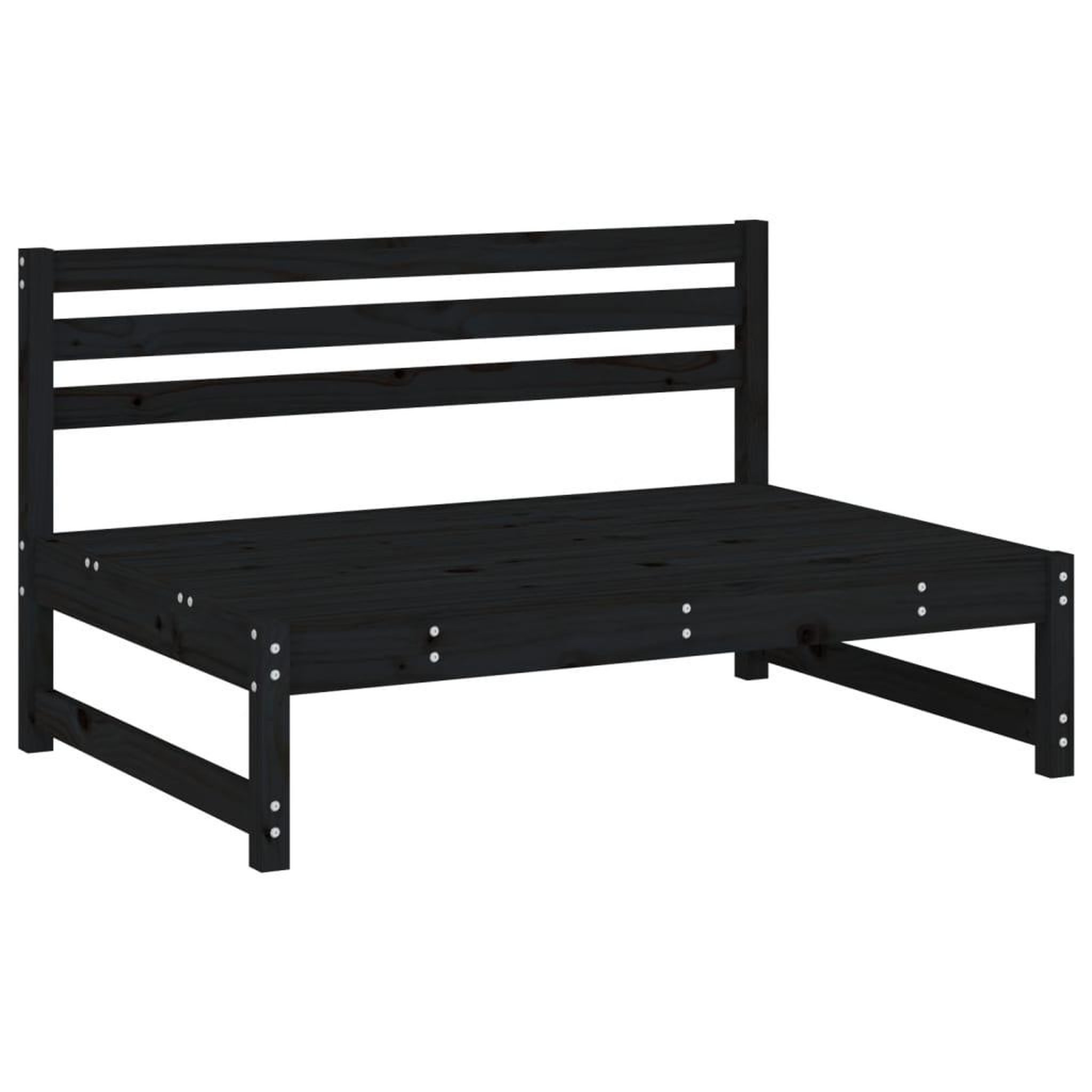 Voir la diapositive 3 : VIDAXL Canape central 120x80 cm noir bois de pin massif
