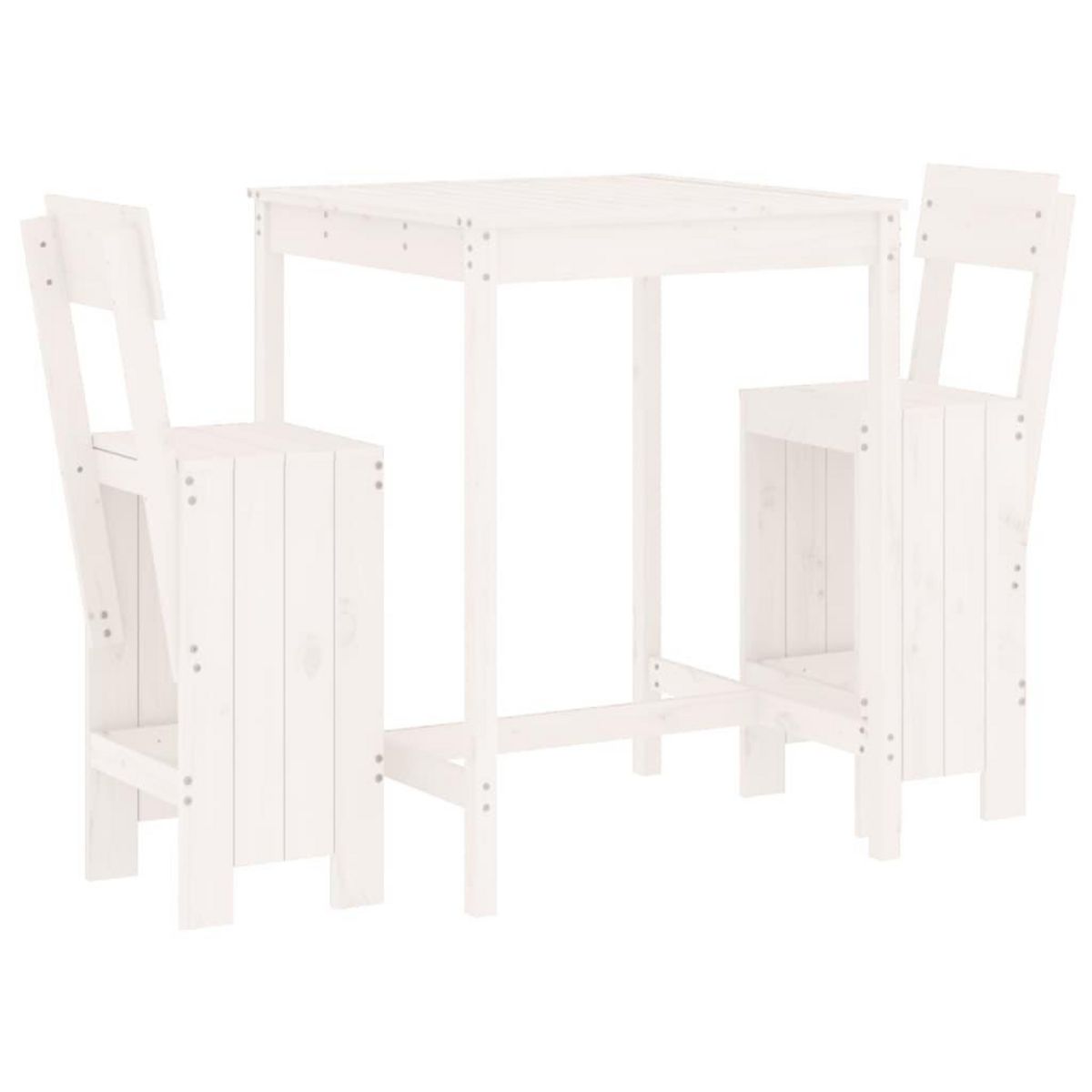 VIDAXL Ensemble de bar de jardin 3 pcs blanc bois de pin massif